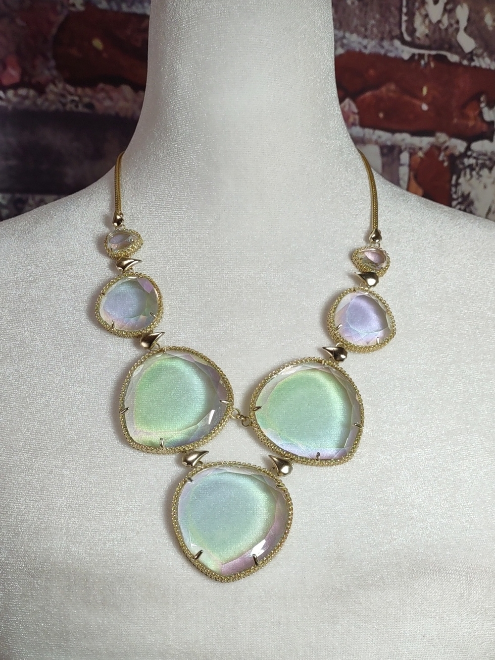 Kendra Scott "Rebecca" Iridescent Gold Statement Necklace